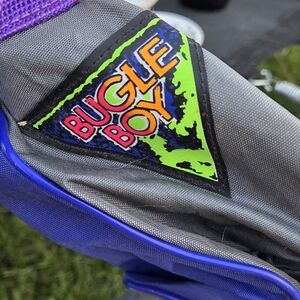 Bugle Boy Gray and Purple Messenger Bag